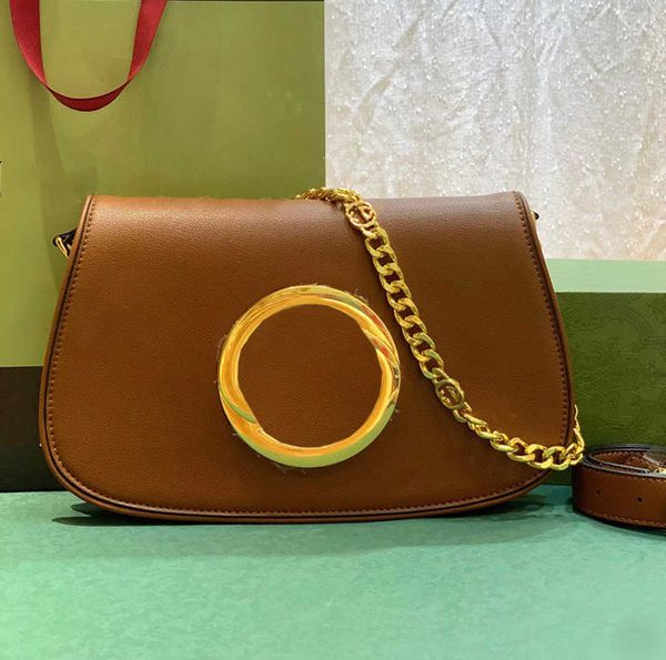 

blondie shoulder bag real leather crossbody strap trim cotton linen lining round interlocking designer luxury bagscrossbody chain flap niche