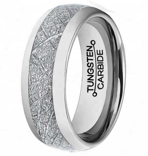 

6mm mens womens tungsten carbide meteorite inlay wedding band finger ring2941002, Silver