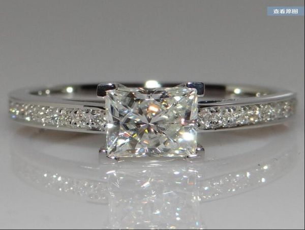 

925 sterling silver four claws square zircon simulated diamond elegant rings fashion women engagement wedding jewelry3070109, Slivery;golden