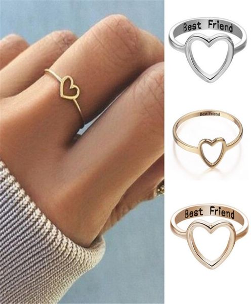

friend heart ring silver gold engrave letters friendship love ring fashion jewelry for women sisters gift drop 8704920