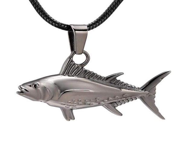 

ijd10929 stainless steel gun color fish pendant for ashes urn cremation necklace memorial keepsake pendant for pets human jewelry78857083, Silver