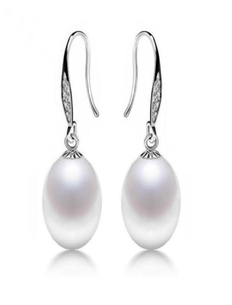 

1 pair of 89mm rice shape white pink purple natural pearl earring 925 silver jewelry for women33448155933896, Golden;silver