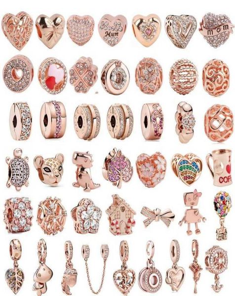 

fit original charms bracelets rose gold flower tree heart pendant crown balloon beads diy women silver color jewelry1254102670554
