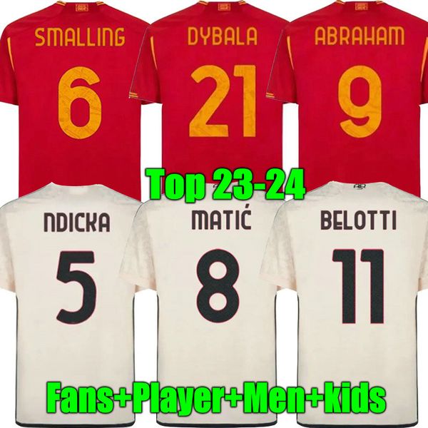 

23 24 dybala romas soccer jerseys maglia pellegrini belotti celik 2023 2024 football shirts mancini kumbulla men kids kit abraham el shaaraw, Black;yellow