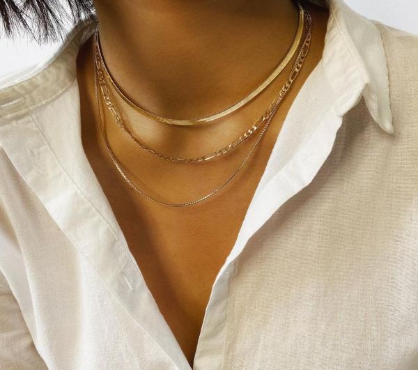 

new boho gold color necklace for women choker arrow chain multi layered necklaces jewelry8753392, Silver