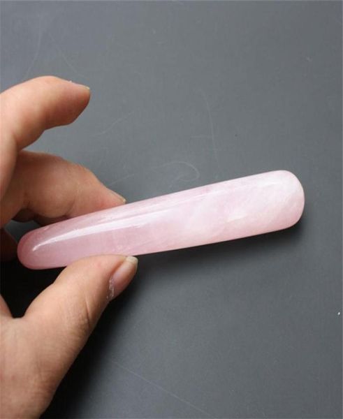 

himabm 2 pcs natural crystal rose quartz massage wand relaxing stone body acupoint point stick reiki healing stone face massage2054665274