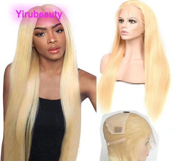 

brazilian human hair full lace wigs blonde 613 color straight body wave virgin hair 10a full lace wig 1228inch blonde wigs8989897, Black;brown