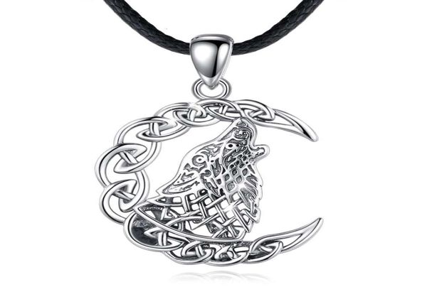 

merryshine 925 sterling sier men celtic viking jewellery moon wolf necklace pendant7430342, Silver