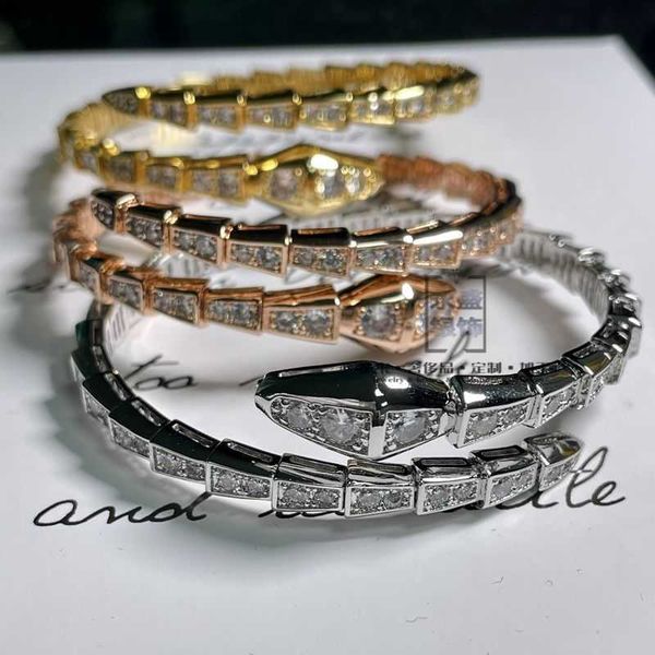 

head snake shape with sparkling diamond texture bracelet light luxury opening silver rose gold, Black