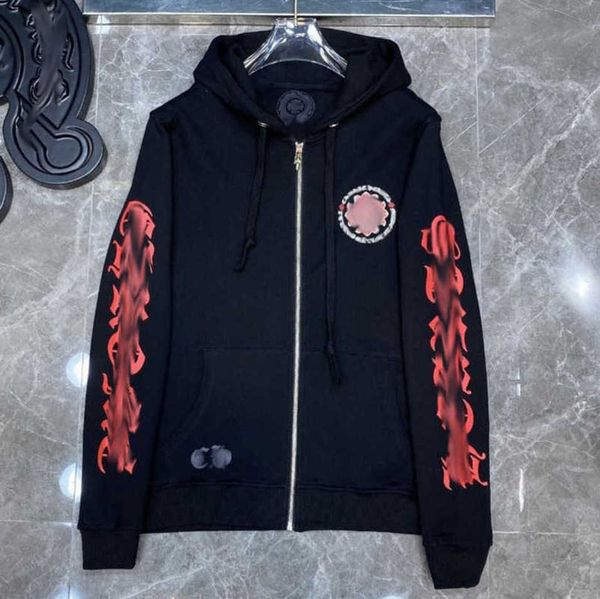 

men's classics luxury jackets hoodies brandch sweatshirts designers zipper hooded sweater men women casual pullover sanskrit horseshoe, Black;brown