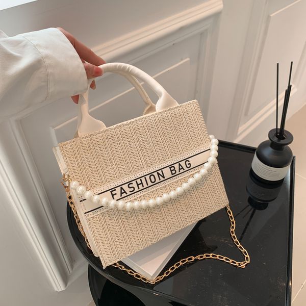 

straw fashion women handbag personalized letters printing large capacity tote bag ladies casual shopping crossbody shoulder bags