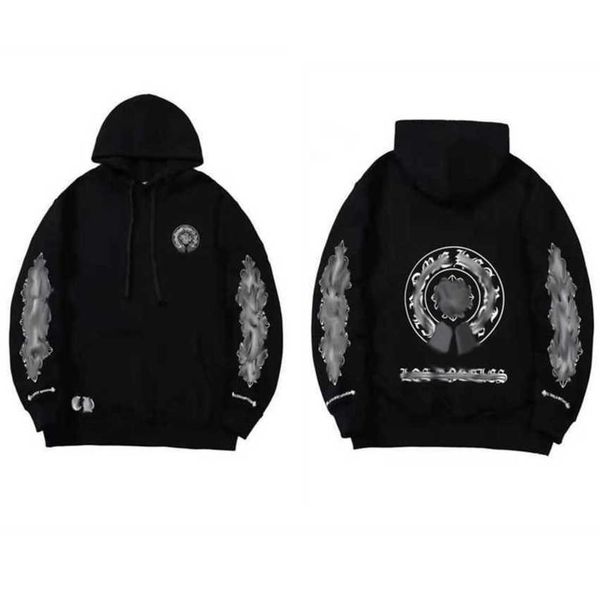

classics luxury jackets men's hoodies brand ch sweatshirts designers zipper hooded sweater men women casual pullover sanskrit horseshoe, Black