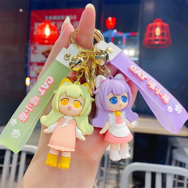 

fashion blogger designer jewelr cute rabbit ear girl keychain bag small pendant mobile phone keychains lanyards keyrings wholesale ys210, Slivery;golden