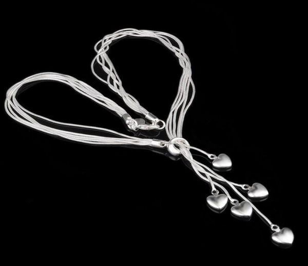 

925 silver plated heart pendant necklace men and women pandora chain diy beaded pendant necklace 5 love255a9926046