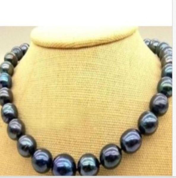 

stunning1011mm tahitian round black red green pearl necklace 18quot9185314, Silver