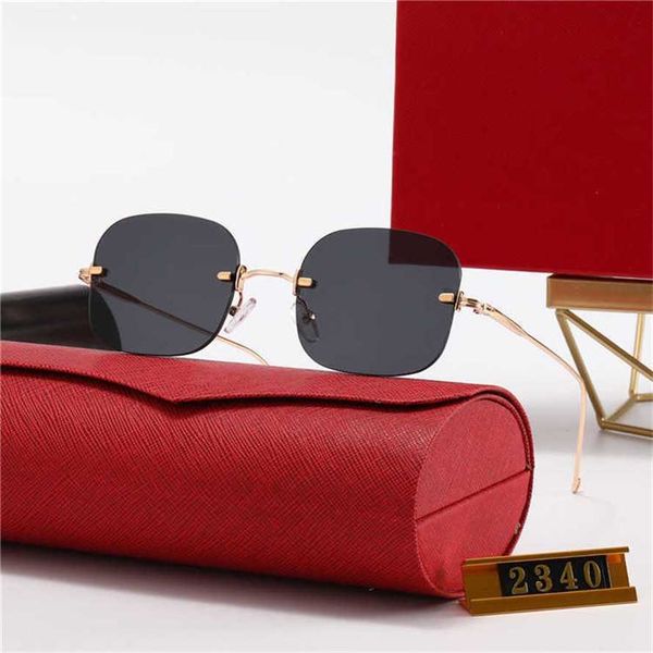 

52% off wholesale of sunglasses new women's frameless metal gradient sunglasses flat lens 2340, White;black