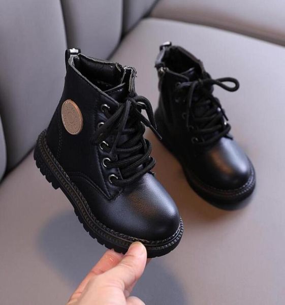 

boots kids boys shoes autumn winter leather children fashion toddler girls warm snow4529983, Black;grey