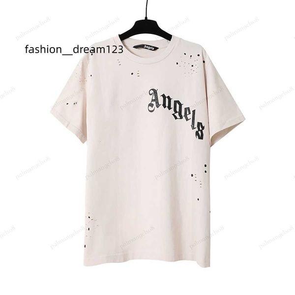 

mens shirts womens t shirt plam designer angels ripped vintage shirts large size cotton casual crewneck clothes short sleeve luxury hip hop, White;black