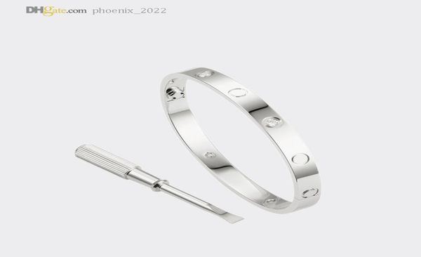 

love screw bracelet mens bangle designer bracelets for women silver bracelet 4 diamonds luxury jewelry titanium steel goldplated 7971436, Black