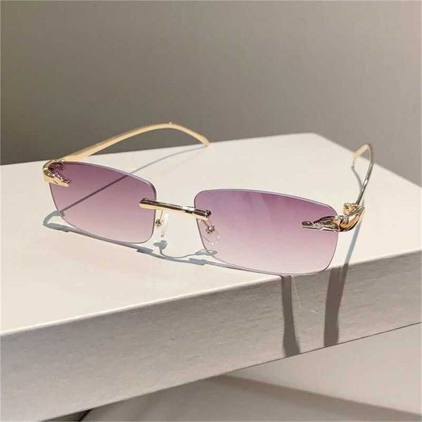 

52% off wholesale of fashion trend frameless luxury leopard head high-definition sunglasses sophisticated men and women with the same sungla, White;black