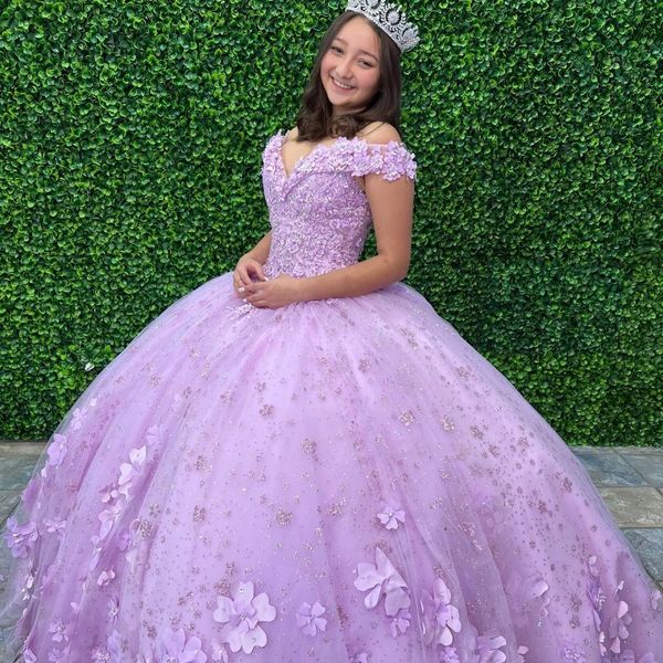 

lavender off the shoulder mexican quinceanera dress appliques 3dflower vestido de xv anos 15 16 birthday party prom dress, Blue;red