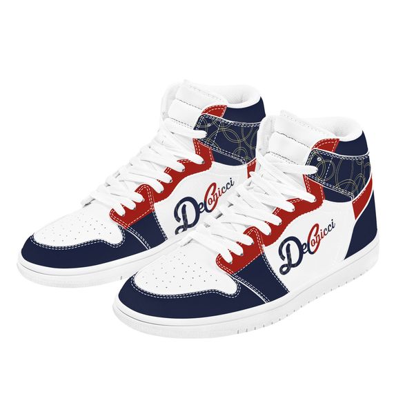 

diy basketball shoes mens womens blue and white text alternating handsome trainers outdoor sports 36-48