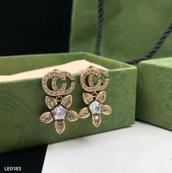 

classic letter earrings studs charm retro designer earrings women eardrops jewelry with gift box for party anniversary g237295c, Golden