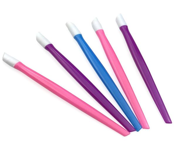 

100pcs pack cuticle pusher nail sticker pusher dead skin remover pedicure plastic stick rubber head manicure tools accessoires8547313