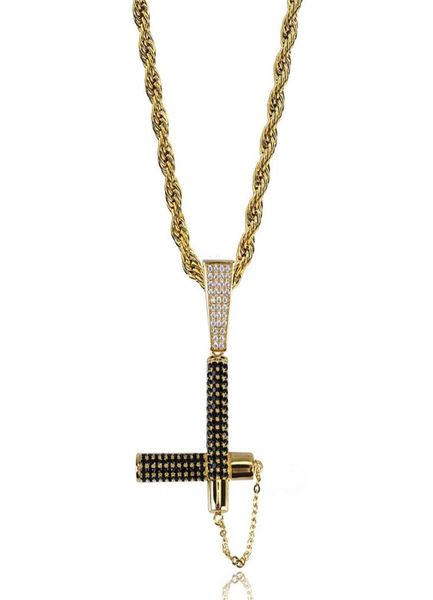 

omyfun factory nunchucks necklace hiphop men jewelry cz iced out rapper pendant necklace cool karate stick jewellry269w5933535, Silver