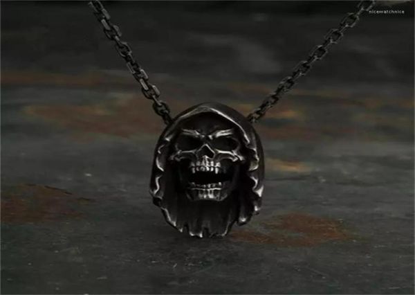 

pendant necklaces vintage men039s stainless steel skull necklace gothic punk locomotive rider jewelry5025791, Silver
