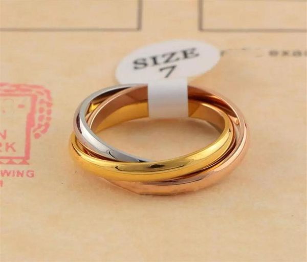 

classic threerings ring for men women couple fashion simple style rings with three colors rose gold rings244r3003868, Silver