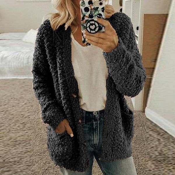 

women s knits tees thicken plush women winter coat single breasted soft autumn thermal lady cardigan fashion sweaters buttons hoodies outwea, White