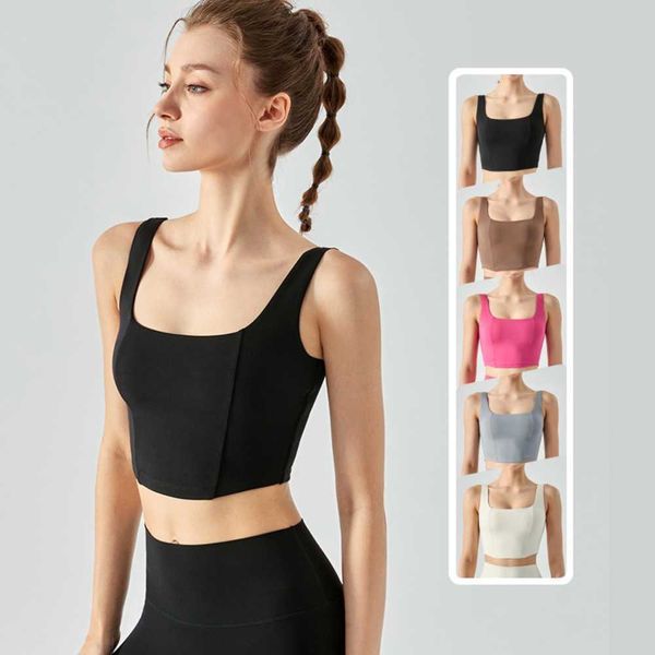 

lulu bra summer sports yoga tank push up women fitness sleeveless short crop for gym female running vest woman shirt