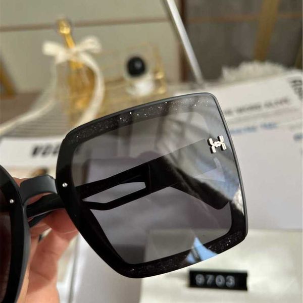 

56% off wholesale of sunglasses h letter shiny pink starry sky premium large frame sunglasses women's ins street swide edge black polar, White;black