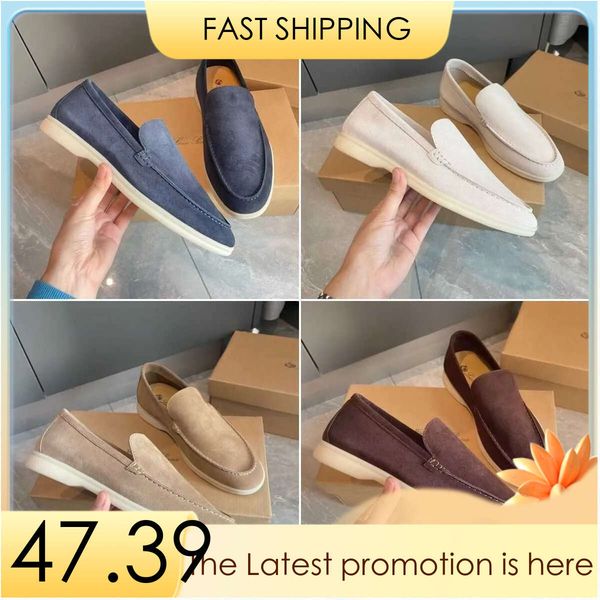 

lp loafers flat low mens casual shoes suede cow leather oxfords loro piana moccasins rubber sole mens casual shoes, Black