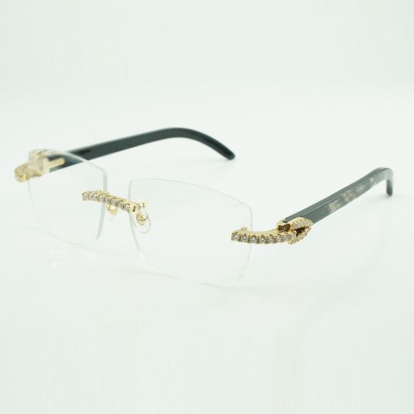 

new moissanite diamond buffs glasses 3524015 male and female with black textured bufflo horn legs and clear lenses size: 57-18-140mm, Silver