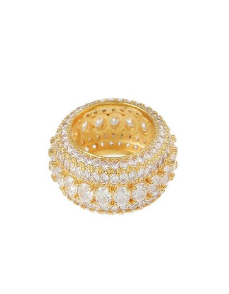 

hip hop iced out ring micro pave cz stone tennis ring men women charm jewelry crystal zircon diamond gold silver plated257s3558579, Golden;silver