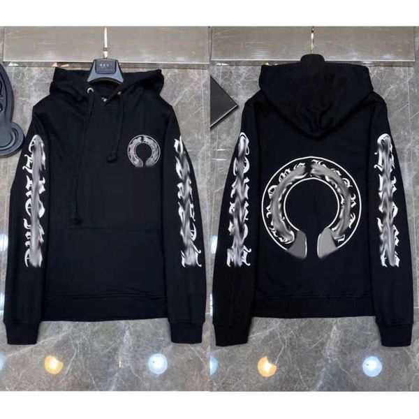 

luxury men's fashion jackets hoodies brand ch sweatshirts designers zipper hooded sweater men women casual pullover sanskrit horseshoe, Black