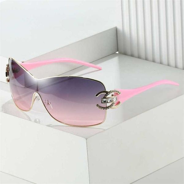 

50% off wholesale of sunglasses new diamond inlaid one piece metal y2k spicy girl's little fragrance show light luxury ins network red, White;black