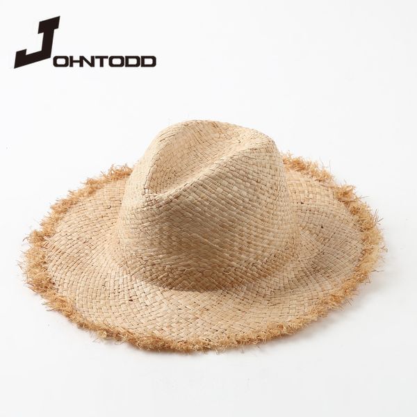 

wide brim hats bucket handmade women s straw hat with big wide brim for girls natural raffia panama beach vacation sun 230729, Blue;gray