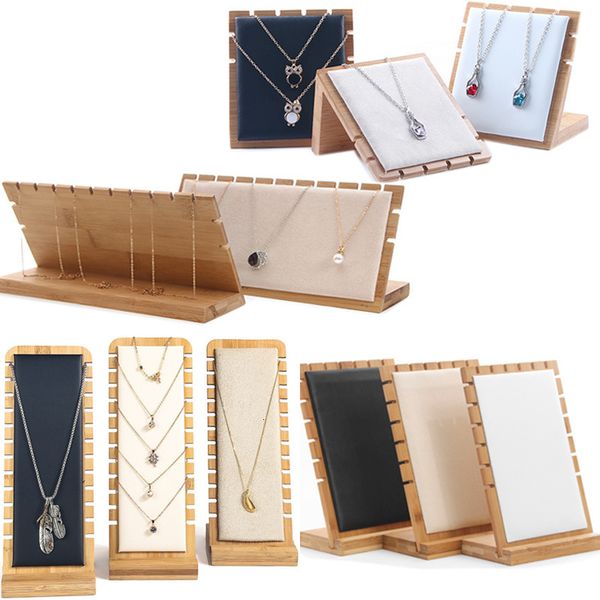 

jewelry stand 4style s/m/l bamboo pendant necklace display stand holder pu velvet jewelry display women shopwindow wedding jewelry organizer, Black