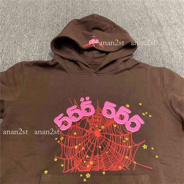 

2022 red sp5der 555555 hoodie men women angel number puff pastry printing graphic spider web sweatshirts t220721zr, Black