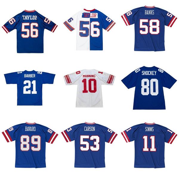 

stitched football jersey 56 lawrence taylor 5 carson 11 simms 88 bavaro 89 bavaro 58 banks 21 barber 80 shockey 10 manning 1986-2007 mitchel, Black;red
