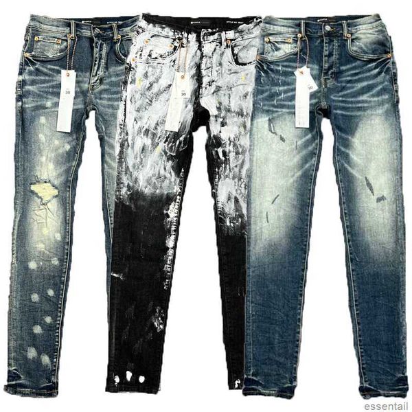 

designer mens purple jeans hip-hop fashion zipper hole wash jean pants retro torn fold stitching men's motorcycle riding cool slim pant, Blue