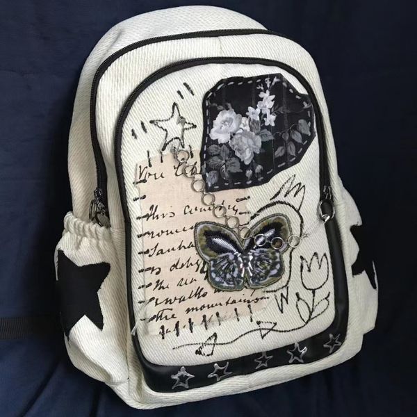 

school bags y2k korean japanese vintage book bag butterfly star backpack student bags schoolbag kids travel girls ladies backpacks women 230