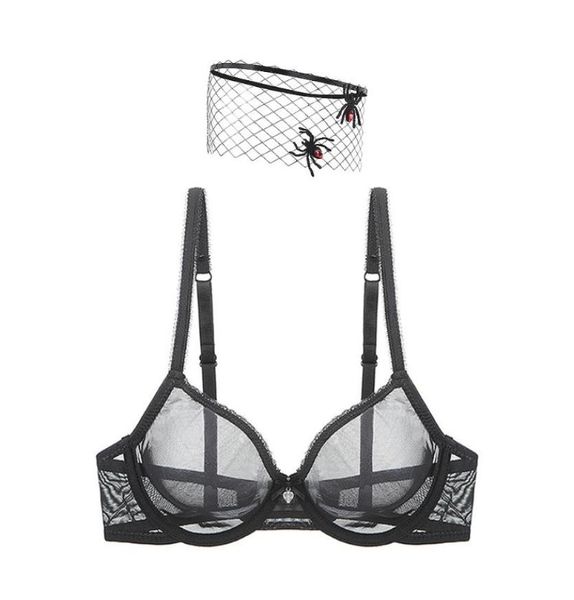 

bras women lace bra see through gauze mesh transparent ultra thin7589383, Red;black