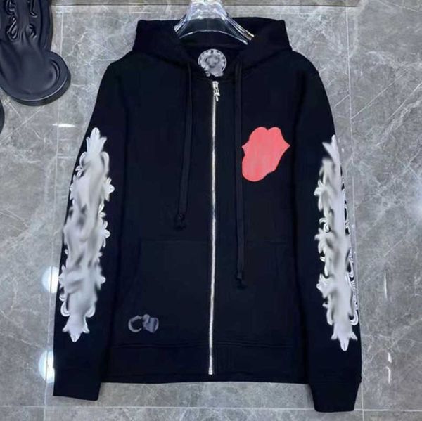 

men's classics luxury jackets hoodies brandch sweatshirts designers zipper hooded sweater men women casual pullover sanskrit horseshoe, Black