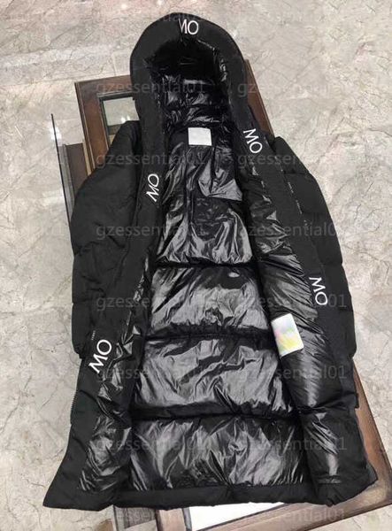 

men long down jacket mens winter warm coats hooded alphabet webbing embroidered extra-long waterproof zipper windbreaks cold designer clothi, Black