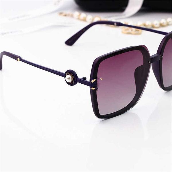 

52% off wholesale of new women's sunglasses small fragrance pearl sun visor polarized ins round big face thin sunglasses, White;black