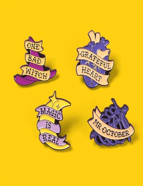 

witch enamel pins wizard hat moon heart rib cage brooches bag hat lapel pin badge witchcraft halloween jewelry4945029, Blue